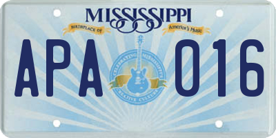 MS license plate APA016