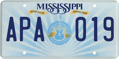 MS license plate APA019