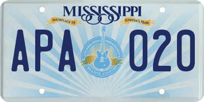 MS license plate APA020