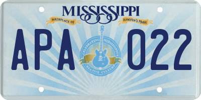 MS license plate APA022
