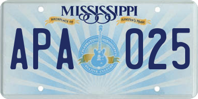 MS license plate APA025