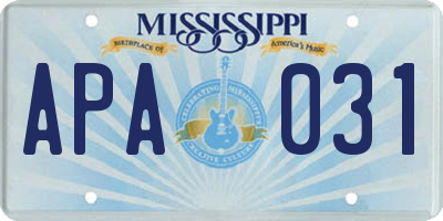MS license plate APA031