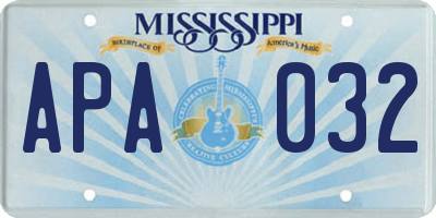 MS license plate APA032