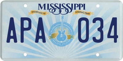 MS license plate APA034