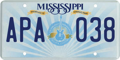 MS license plate APA038