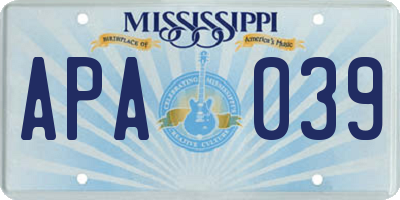 MS license plate APA039