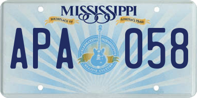 MS license plate APA058