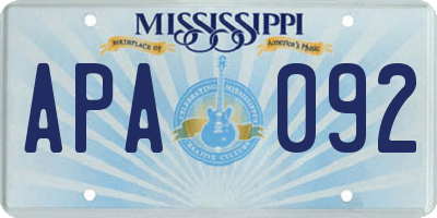 MS license plate APA092