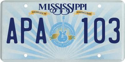 MS license plate APA103