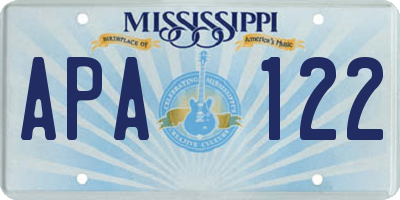 MS license plate APA122