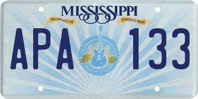 MS license plate APA133
