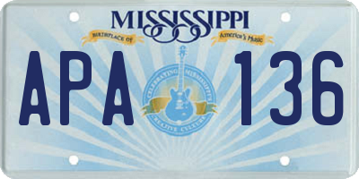MS license plate APA136