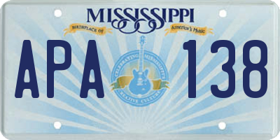 MS license plate APA138
