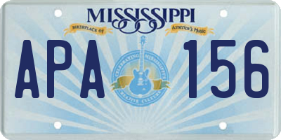 MS license plate APA156