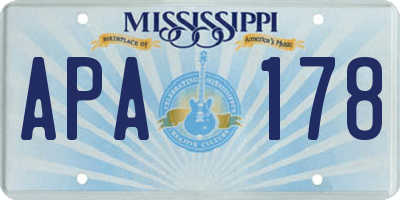 MS license plate APA178