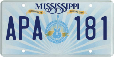 MS license plate APA181