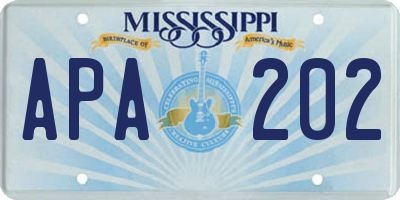 MS license plate APA202
