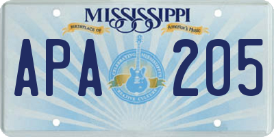 MS license plate APA205