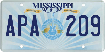 MS license plate APA209