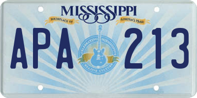 MS license plate APA213