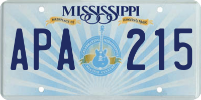 MS license plate APA215