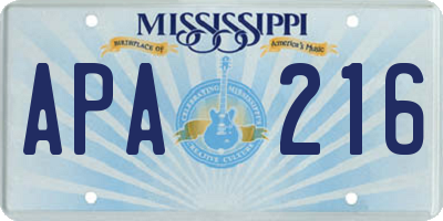 MS license plate APA216