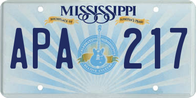 MS license plate APA217