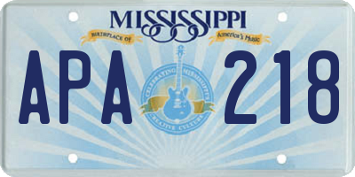 MS license plate APA218