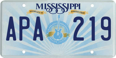 MS license plate APA219