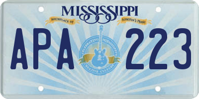 MS license plate APA223