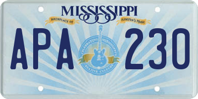 MS license plate APA230
