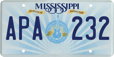 MS license plate APA232