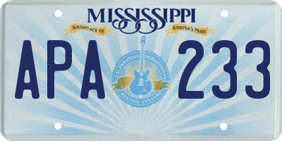 MS license plate APA233