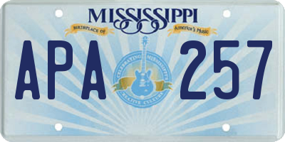 MS license plate APA257