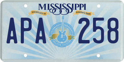 MS license plate APA258