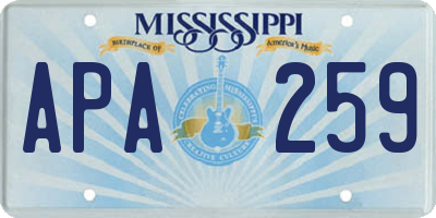 MS license plate APA259