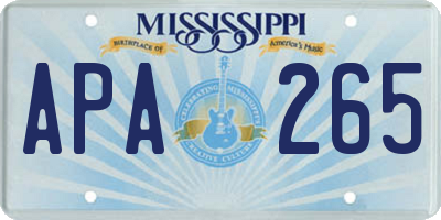 MS license plate APA265