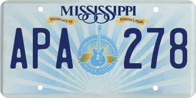 MS license plate APA278