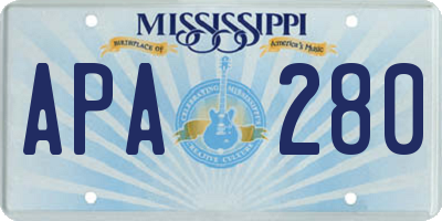 MS license plate APA280