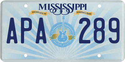 MS license plate APA289