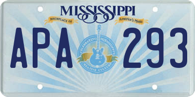 MS license plate APA293