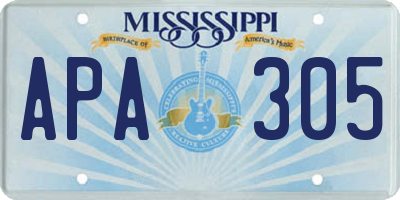 MS license plate APA305