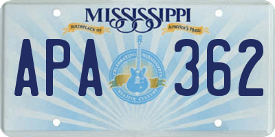 MS license plate APA362