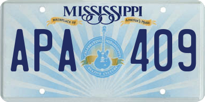 MS license plate APA409