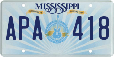 MS license plate APA418