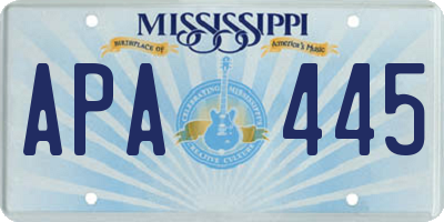 MS license plate APA445