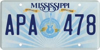MS license plate APA478