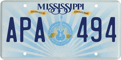 MS license plate APA494