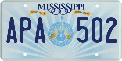 MS license plate APA502