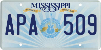 MS license plate APA509